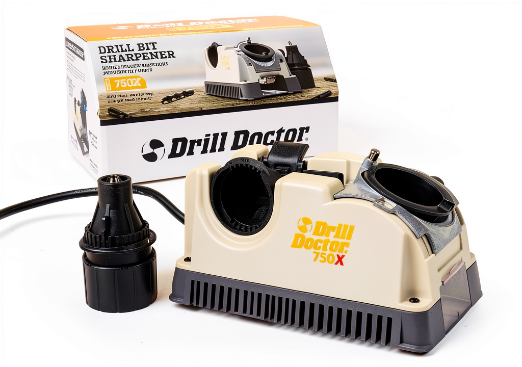 Drill Doctor DD750X sharpener on a workbench