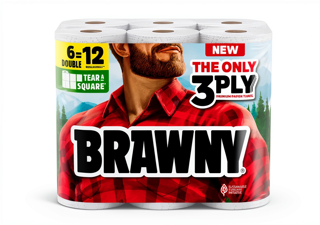Brawny 3‑Ply paper towels in a kitchen sink setting