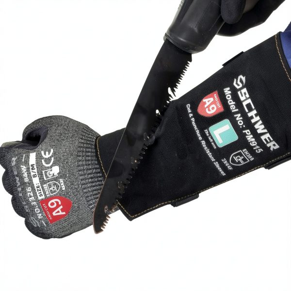ANSI A9 Cut & Level 5 Puncture Resistant Arm Sleeves PM915 Black 8in-2
