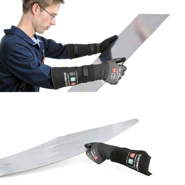 ANSI A9 Cut & Level 5 Puncture Resistant Arm Sleeves PM915 Black 8in-6