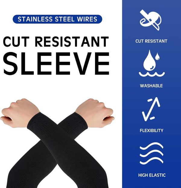 Arm Sleeves Geyoga Cut‑Resistant Sleeves Large Black/Gray HPPE-1