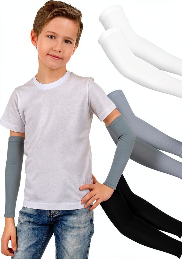 Kids Arm Sleeves Vin Beauty UV Protection Compression Cooling - 3 Pack-0