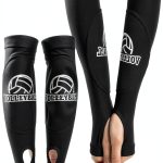 Volleyball Arm Sleeves Passing Hitting Forearm Sleeves with Protection Foam Pads and Thumb Hole,Padded Volleyball Sleeves for Kids Youth Girls 1 Pair Black-0