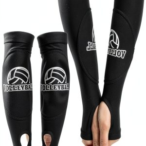 Volleyball Arm Sleeves Passing Hitting Forearm Sleeves with Protection Foam Pads and Thumb Hole,Padded Volleyball Sleeves for Kids Youth Girls 1 Pair Black-0