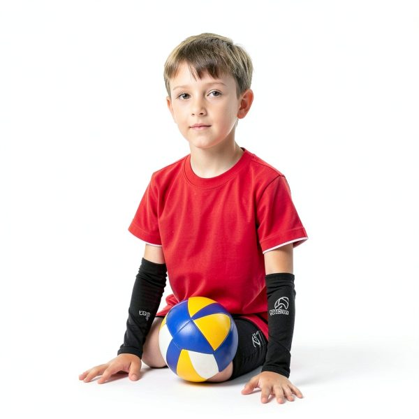 Volleyball Arm Sleeves Passing Hitting Forearm Sleeves with Protection Foam Pads and Thumb Hole,Padded Volleyball Sleeves for Kids Youth Girls 1 Pair Black-4