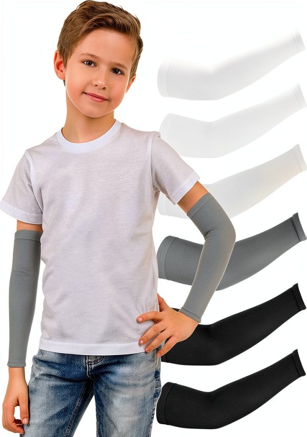 Kids Arm Sleeves Vin Beauty UV Protection Compression Cooling - 3 Pack-7