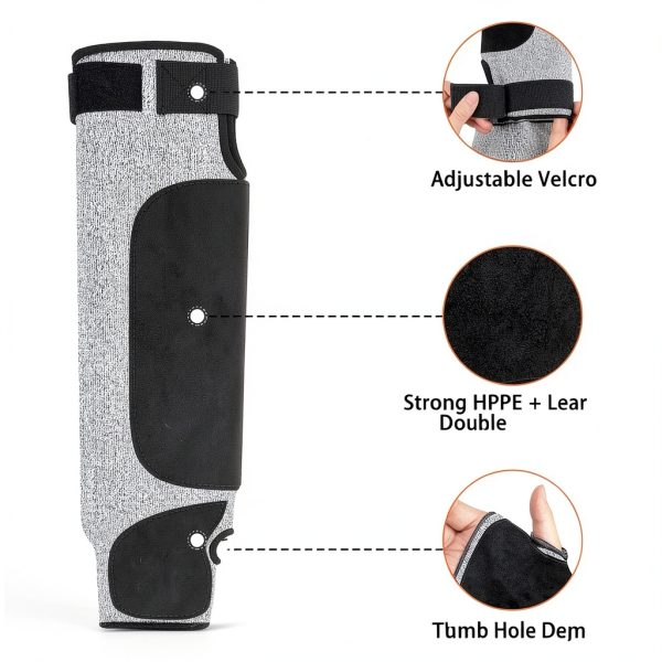 MIG4U Cut Resistant Sleeve Leather Patch Arm Protection Large Grey-1