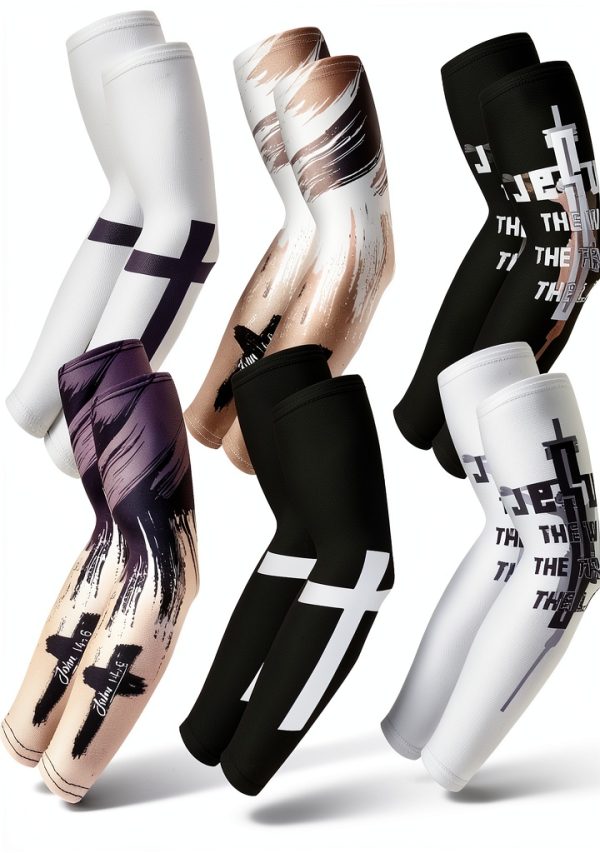 Geyoga Faith Cross Arm Sleeve 6 Pairs Ice Cream Drip Compression-0
